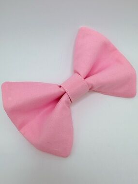 Pink handmade over the collar dog bow tie